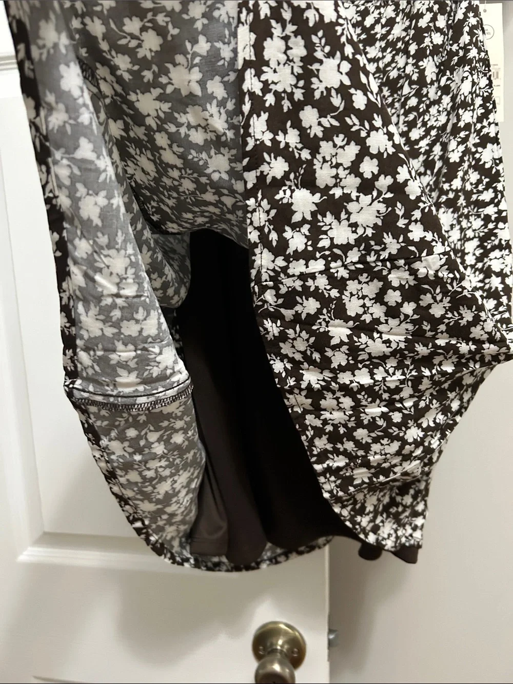 Brown Floral Square-Neck Mini Dress, NEW - Picture 8 of 9